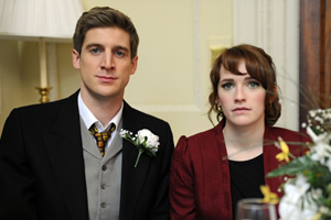 Siblings. Image shows from L to R: Dan (Tom Stourton), Hannah (Charlotte Ritchie). Copyright: Bwark Productions