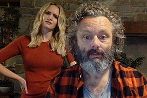 Staged. Image shows from L to R: Anna (Anna Lundberg), Michael (Michael Sheen)