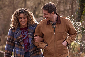 Starstruck. Image shows left to right: Jessie (Rose Matafeo), Liam (Lorne MacFadyen)