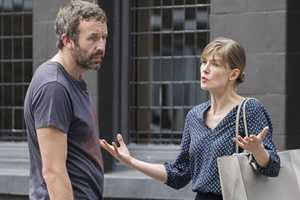 State Of The Union. Image shows from L to R: Tom (Chris O'Dowd), Louise (Rosamund Pike)