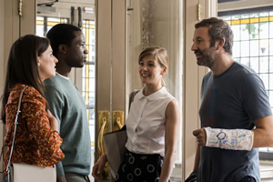 State Of The Union. Image shows from L to R: Anna (Aisling Bea), Giles (Sope Dirisu), Louise (Rosamund Pike), Tom (Chris O'Dowd)