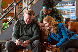 State Of The Union. Image shows from L to R: Scott (Brendan Gleeson), Jay (Esco Jouléy), Ellen (Patricia Clarkson)