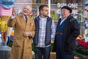 Still Open All Hours. Image shows from L to R: Granville (David Jason), Leroy (James Baxter), Gastric (Tim Healy). Copyright: BBC