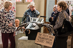 Still Open All Hours. Image shows from L to R: Mavis (Maggie Ollerenshaw), Kath Agnew (Sally Lindsay), Mrs Hussein (Nina Wadia), Madge (Brigit Forsyth). Copyright: BBC