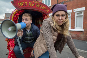 Still Open All Hours. Image shows from L to R: Leroy (James Baxter), Cindy (Misha Timmins). Copyright: BBC