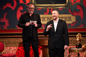 Taskmaster. Image shows from L to R: Greg Davies, Alex Horne. Copyright: Avalon Television