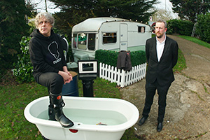 Taskmaster. Image shows from L to R: Alan Davies, Alex Horne. Copyright: Avalon Television