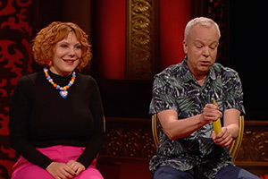 Taskmaster. Image shows left to right: Sophie Willan, Steve Pemberton