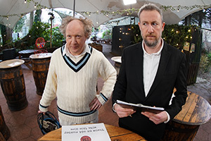 Taskmaster. Image shows left to right: Andy Zaltzman, Alex Horne