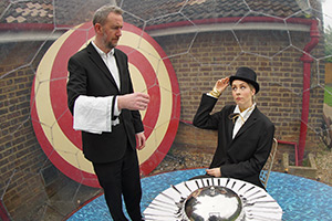 Taskmaster. Image shows left to right: Alex Horne, Stevie Martin Taskmaster. Image shows left to right: Alex Horne, Stevie Martin