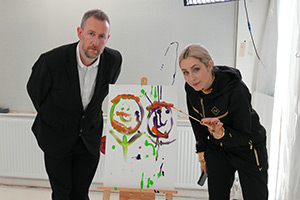 Taskmaster. Image shows left to right: Alex Horne, Stevie Martin Taskmaster. Image shows left to right: Alex Horne, Stevie Martin