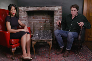 That's All Relative. Image shows from L to R: The host (Ava Charles), Poor Old Dan (Tom Oxenham)