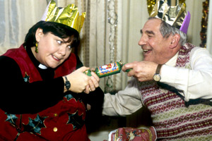 The Vicar Of Dibley. Image shows from L to R: Geraldine Grainger (Dawn French), Jim Trott (Trevor Peacock). Copyright: Tiger Aspect Productions