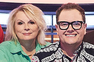 There's Something About Movies. Image shows from L to R: Jennifer Saunders, Alan Carr. Copyright: CPL Productions