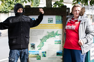 This Country. Image shows from L to R: Lee 'Kurtan' Mucklowe (Charlie Cooper), Kerry Mucklowe (Daisy May Cooper). Copyright: BBC