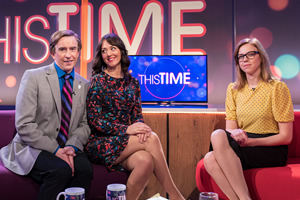 This Time With Alan Partridge. Image shows from L to R: Alan Partridge (Steve Coogan), Jennie Gresham (Susannah Fielding), Dee Gilhooly (Ellie White). Copyright: Baby Cow Productions