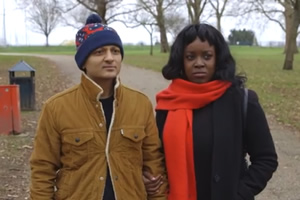 Three Cool Days. Image shows from L to R: Arnab (Arnab Chanda), Friend (Lolly Adefope)