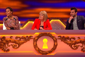 Through The Keyhole. Image shows from L to R: Rochelle Humes, Fay Ripley, Steve Jones. Copyright: Talkback