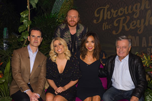 Through The Keyhole. Image shows from L to R: Jimmy Carr, Stacey Solomon, Leigh Francis, Myleene Klass, Tony Blackburn. Copyright: Talkback