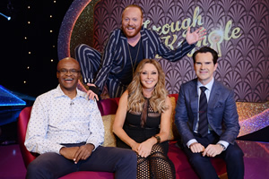 Through The Keyhole. Image shows from L to R: Kriss Akabusi, Leigh Francis, Carol Vorderman, Jimmy Carr. Copyright: Talkback