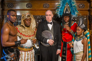 Timewasters. Image shows from L to R: Jason (Kadiff Kirwan), Horace (Samson Kayo), Langley (Nigel Planer), Nick (Daniel Lawrence Taylor), Lauren (Adelayo Adedayo). Copyright: Big Talk Productions