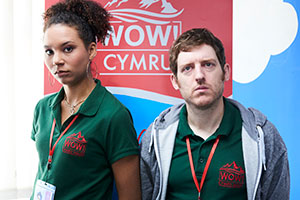 Tourist Trap. Image shows from L to R: Kara (Mali Ann Rees), Nez (Elis James). Copyright: BBC