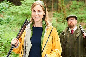 Tourist Trap. Image shows from L to R: Elaine (Sally Phillips), Lord Meirion Owen-Rees (Gareth Potter). Copyright: BBC