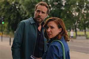 Trying. Image shows left to right: Jason Ross (Rafe Spall), Nikki Newman (Esther Smith)