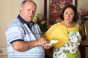 Two Doors Down. Image shows from L to R: Eric (Alex Norton), Beth (Arabella Weir). Copyright: BBC