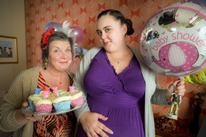 Two Doors Down. Image shows from L to R: Christine (Elaine C. Smith), Sophie (Sharon Rooney). Copyright: BBC