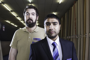 Uncle. Image shows from L to R: Andy (Nick Helm), Roopesh (Nick Mohammed). Copyright: Baby Cow Productions