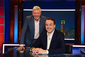 Unspun With Matt Forde. Image shows from L to R: Alan Johnson, Matt Forde. Copyright: Avalon Television