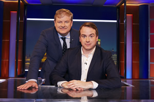 Unspun With Matt Forde. Image shows from L to R: Angus Robertson, Matt Forde. Copyright: Avalon Television