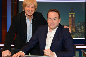 Unspun With Matt Forde. Image shows from L to R: Michael Fabricant, Matt Forde. Copyright: Avalon Television