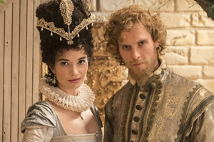 Upstart Crow. Image shows from L to R: Silvia (Margaret Clunie), Valentine (Jack Fox). Copyright: BBC