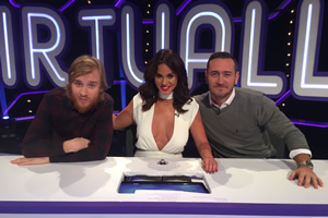 Virtually Famous. Image shows from L to R: Bobby Mair, Vicky Pattison, Will Mellor