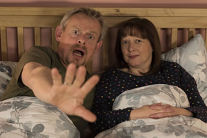 Warren. Image shows from L to R: Warren Thompson (Martin Clunes), Anne (Lisa Millett). Copyright: Hat Trick Productions