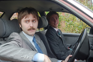 White Gold. Image shows from L to R: Brian Fitzpatrick (James Buckley), Martin Lavender (Joe Thomas). Copyright: Fudge Park