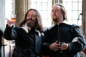 The Witchfinder. Image shows from L to R: Matthew Hopkins (Reece Shearsmith), Gideon Bannister (Tim Key)