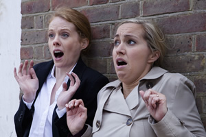 Witless. Image shows from L to R: Rhona (Zoe Boyle), Leanne (Kerry Howard). Copyright: Objective Productions