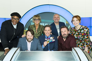 Would I Lie To You?. Image shows from L to R: Jay Blades, David Mitchell, Sue Johnston, Rob Brydon, Bob Mortimer, Lee Mack, Alice Levine. Copyright: Zeppotron