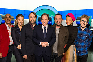 Would I Lie To You?. Image shows from L to R: Raj Bisram, Sophie Hermann, David Mitchell, Rob Brydon, Lee Mack, Gemma Cairney, Josh Widdicombe. Copyright: Zeppotron