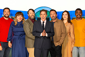 Would I Lie To You?. Image shows from L to R: Jason Manford, Briony May Williams, David Mitchell, Rob Brydon, Lee Mack, Sophie Ellis-Bextor, Loyiso Gola