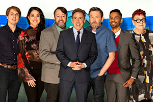 Would I Lie To You?. Image shows from L to R: Joe Thomas, Sam Quek, David Mitchell, Rob Brydon, Lee Mack, Bobby Seagull, Jo Brand