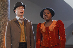 Year Of The Rabbit. Image shows from L to R: Wilbur Strauss (Freddie Fox), Mabel Wisbech (Susan Wokoma). Copyright: Objective Productions