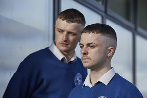 The Young Offenders. Image shows from L to R: Jock O'Keeffe (Chris Walley), Conor MacSweeney (Alex Murphy)