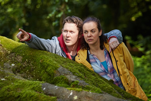 The Young Offenders. Image shows from L to R: Billy Murphy (Shane Casey), Mairead MacSweeney (Hilary Rose)