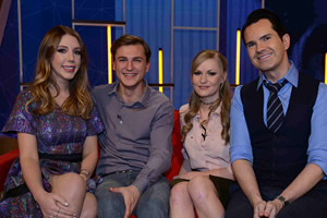 Your Face Or Mine. Image shows from L to R: Katherine Ryan, Jimmy Carr. Copyright: Talkback