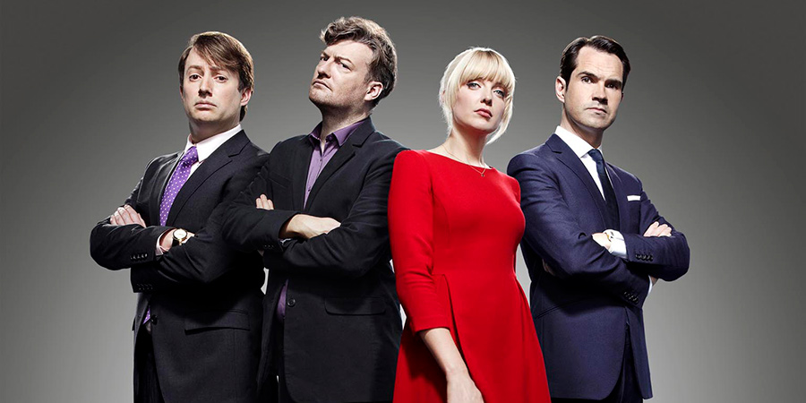 10 O'Clock Live. Image shows from L to R: David Mitchell, Charlie Brooker, Lauren Laverne, Jimmy Carr. Copyright: Zeppotron