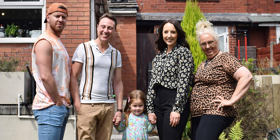 2 Faces Of 30. Image shows from L to R: Luke (Geraint Rhys Edwards), Alex (Nathan Morris), Leah (Miriam Isaac), Hazel (Caryl Parry Jones)